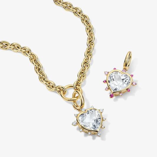 LUNERA Heart Charm with Pink Crystal Halo