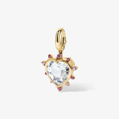 LUNERA Heart Charm with Pink Crystal Halo