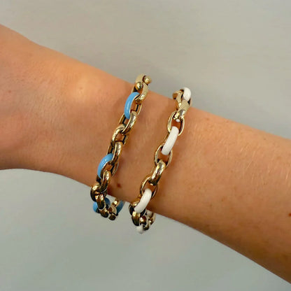 LUNERA Enamel Oval Link Bracelet